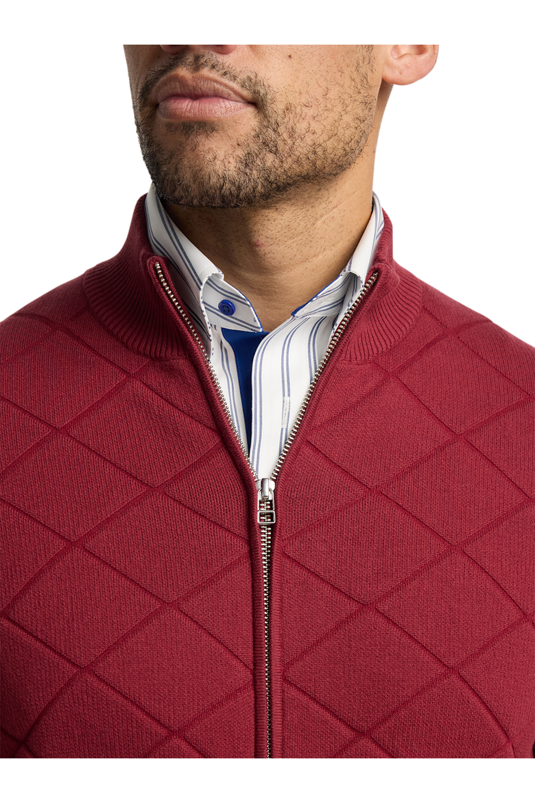 Cotton Full Zip Mock Neck Sweater Jacket, Alternate, color, Burgundy