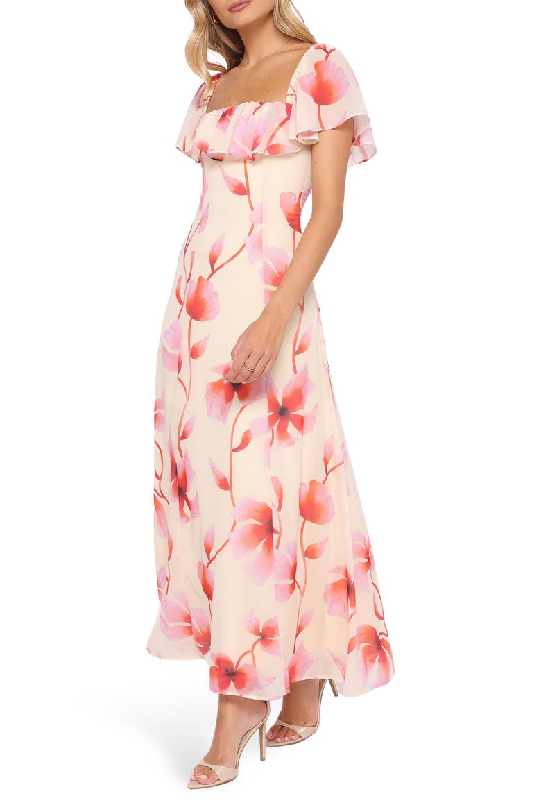 Floral Square Neck Maxi Dress, Alternate, color, PINK FLORAL