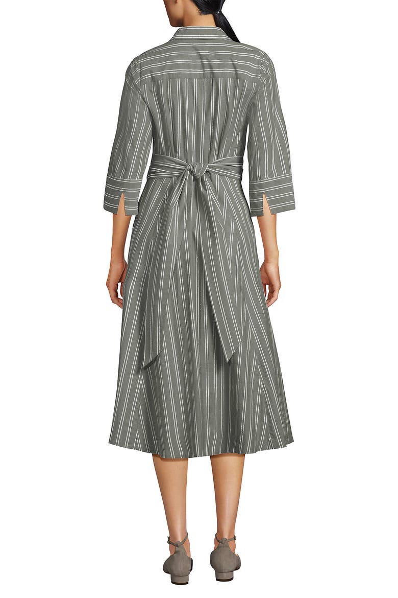 Poplin Midi Wrap Front Dress, Alternate, color, River Stone Double Stripe