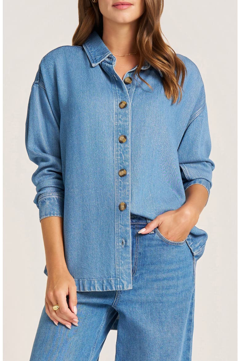 Peak View Relaxed Fit Denim Button-Up Shirt, Main, color, DENIM