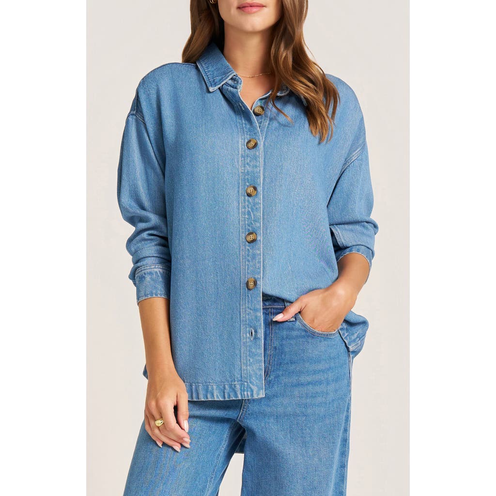 Matty M . Peak View Relaxed Fit Denim Button-up Shirt In Blue