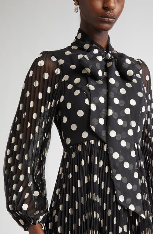 Zimmermann Polka Dot Pleated Midi Dress With Removable Pussy Bow