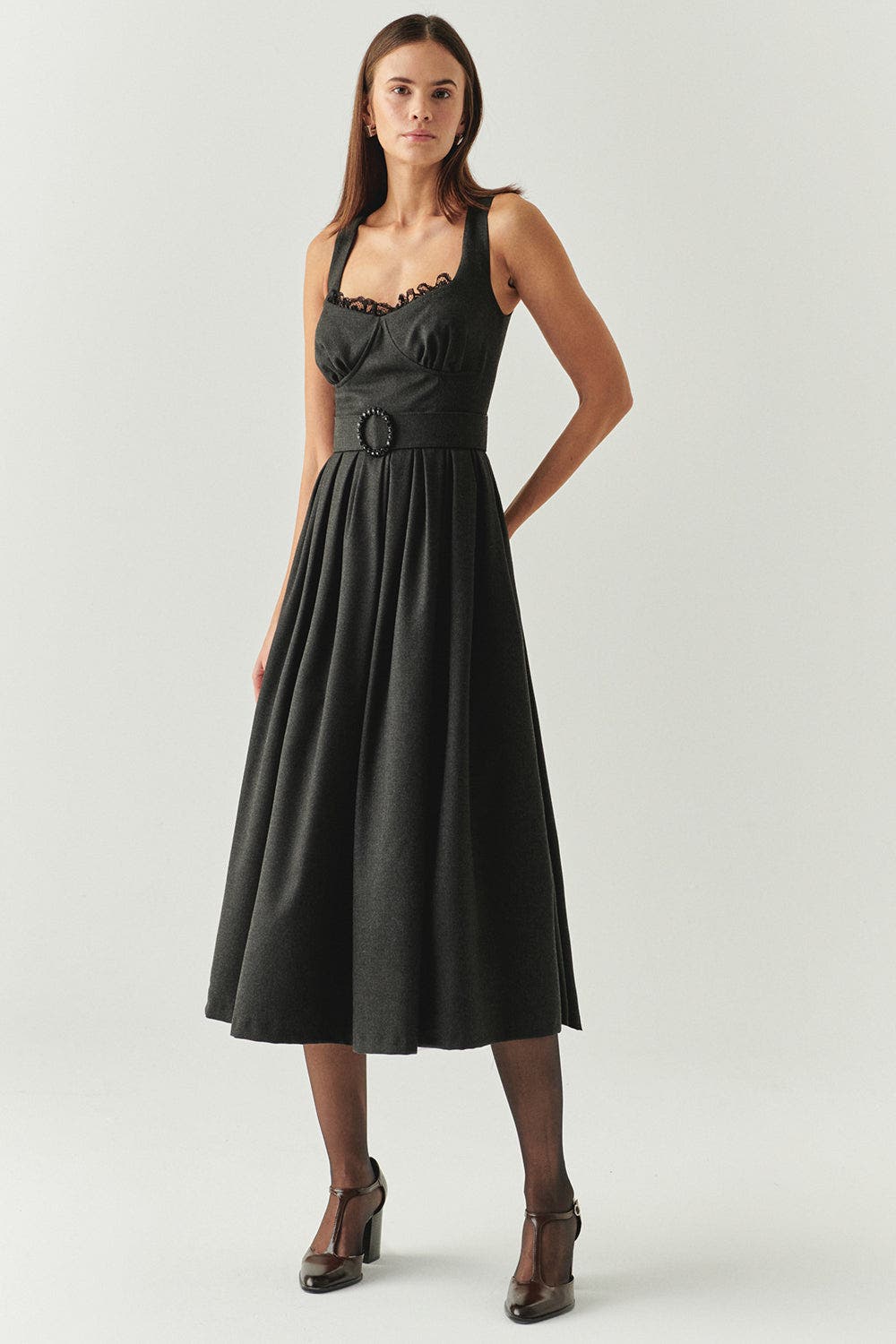 Exquise Ayleen Corset Style Pleated Midi Dress (Women) | Nordstrom