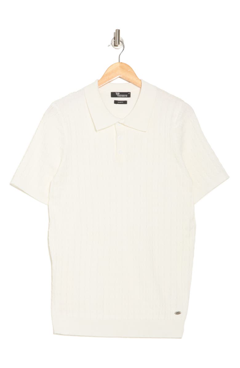 T.R. PREMIUM Textured Sweater Knit Polo, Alternate, color, Cream
