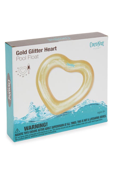 Gold Glitter Heart Pool Float