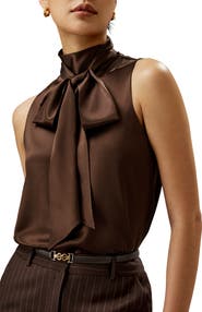 Lilysilk Sleeveless Tie-Neck Silk Blouse