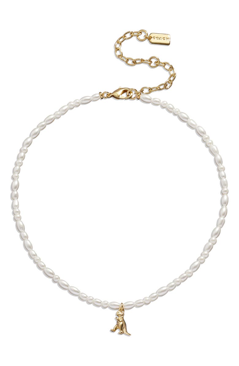 COACH Rexy Imitation Pearl Choker, Main, color, 