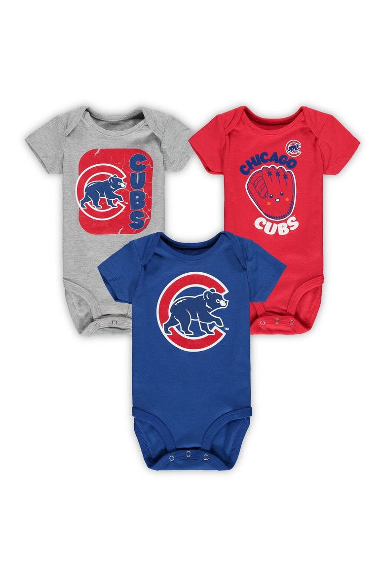 Infant Royal/Red/Heathered Gray Chicago Cubs Change Up 3-Pack Bodysuit Set, Main, color, Royal