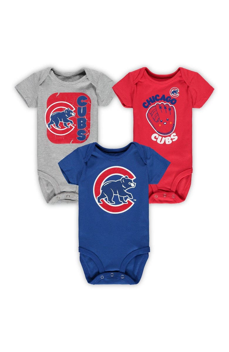 Outerstuff Infant Royal/Red/Heathered Gray Chicago Cubs Change Up 3-Pack Bodysuit Set, Main, color, Royal