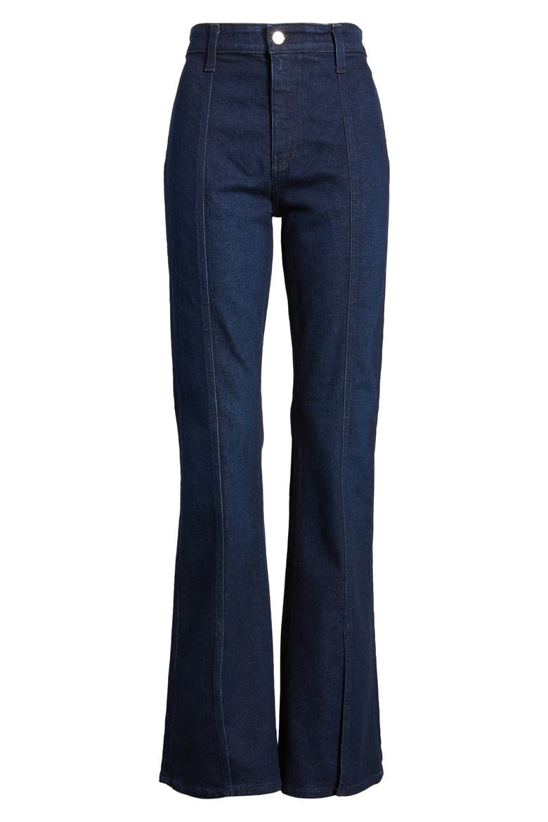 x EmRata Anisten Seamed Flare Jeans, Alternate, color, SUBWAY