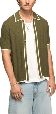 Lucky Brand Tipped Short Sleeve Cardigan