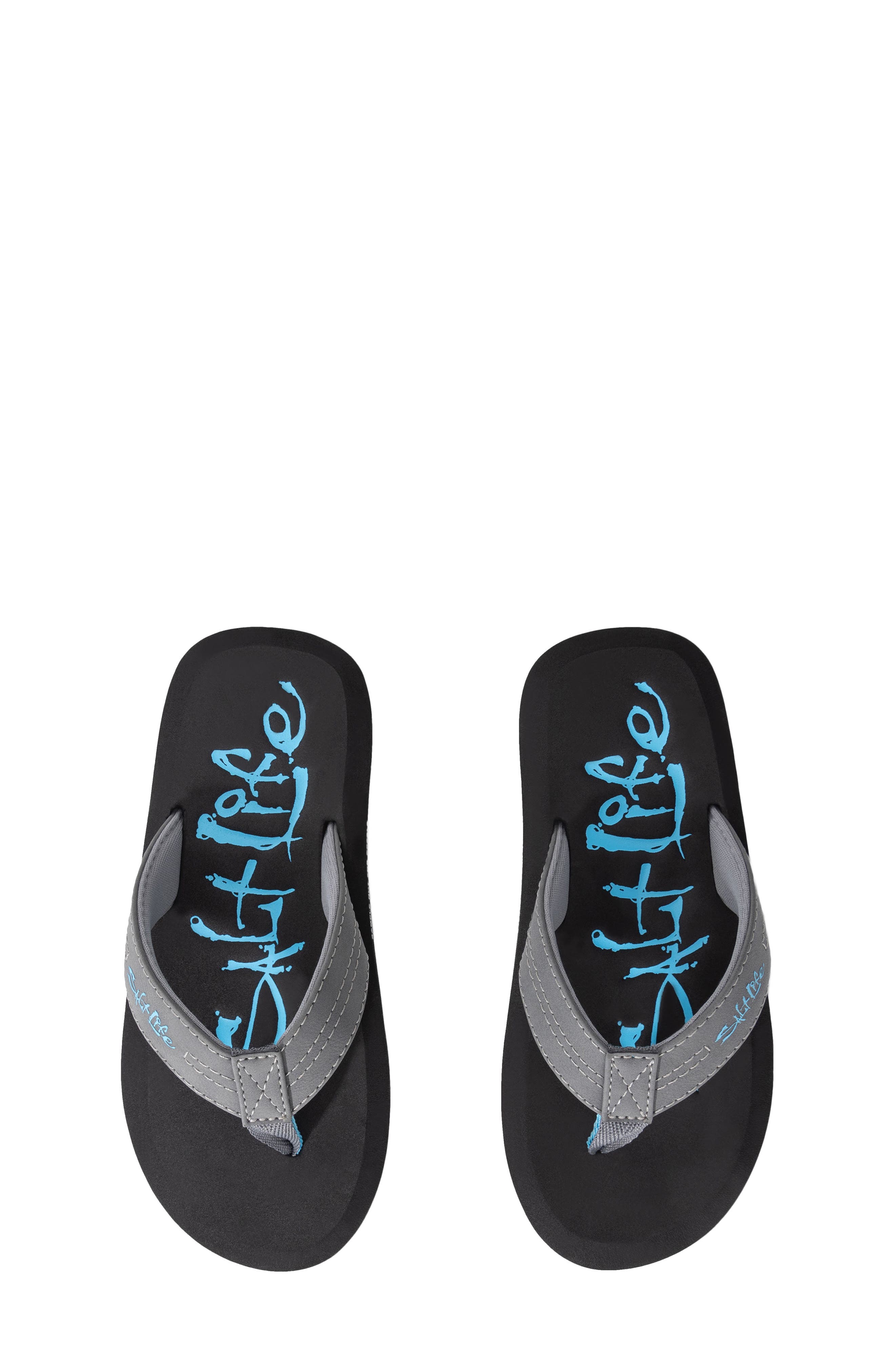 Salt Life Kids' The Skiff Flip Flop, Alternate, color, Charcoal