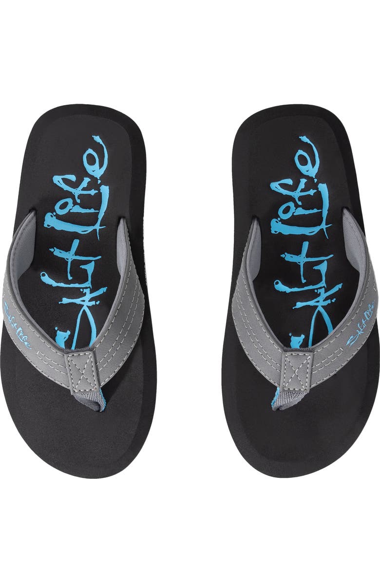Salt Life Kids' The Skiff Flip Flop, Alternate, color, Charcoal