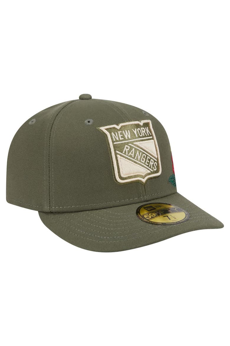 Men's New Era Olive New York Rangers Tonal Florals 59FIFTY Fitted Hat, Alternate, color, Olive