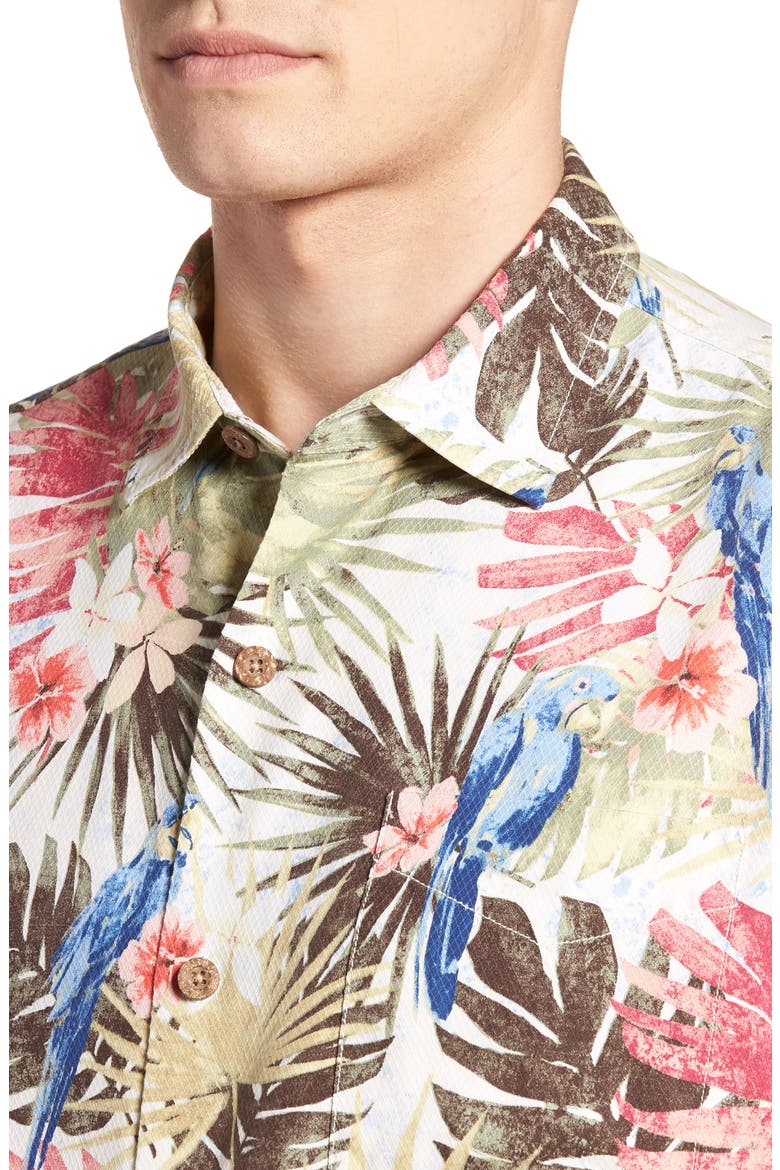 Marino Paradise Silk Camp Shirt, Alternate, color, COCONUT CREAM