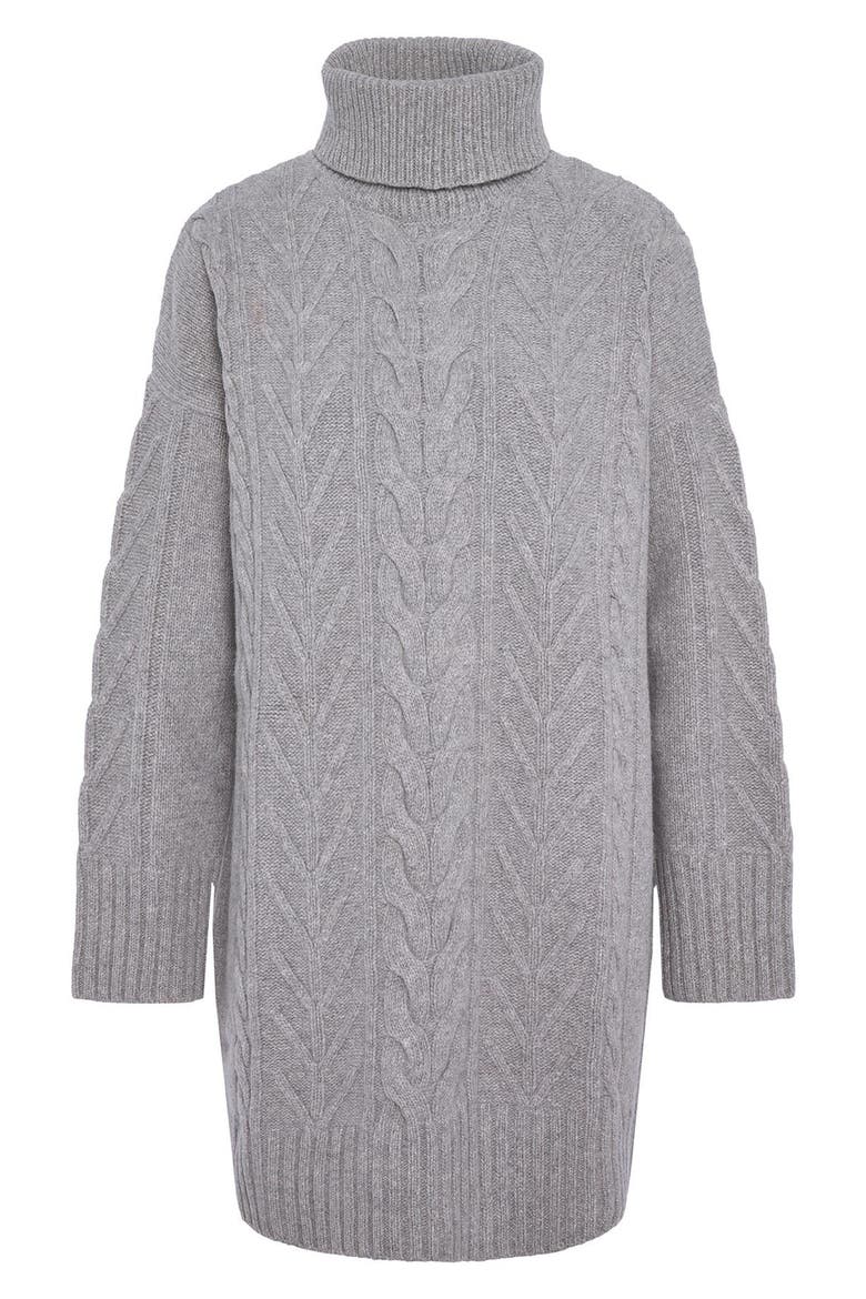Beatrix Cable Stitch Long Sleeve Wool Blend Sweater Dress, Alternate, color, GREY MARL