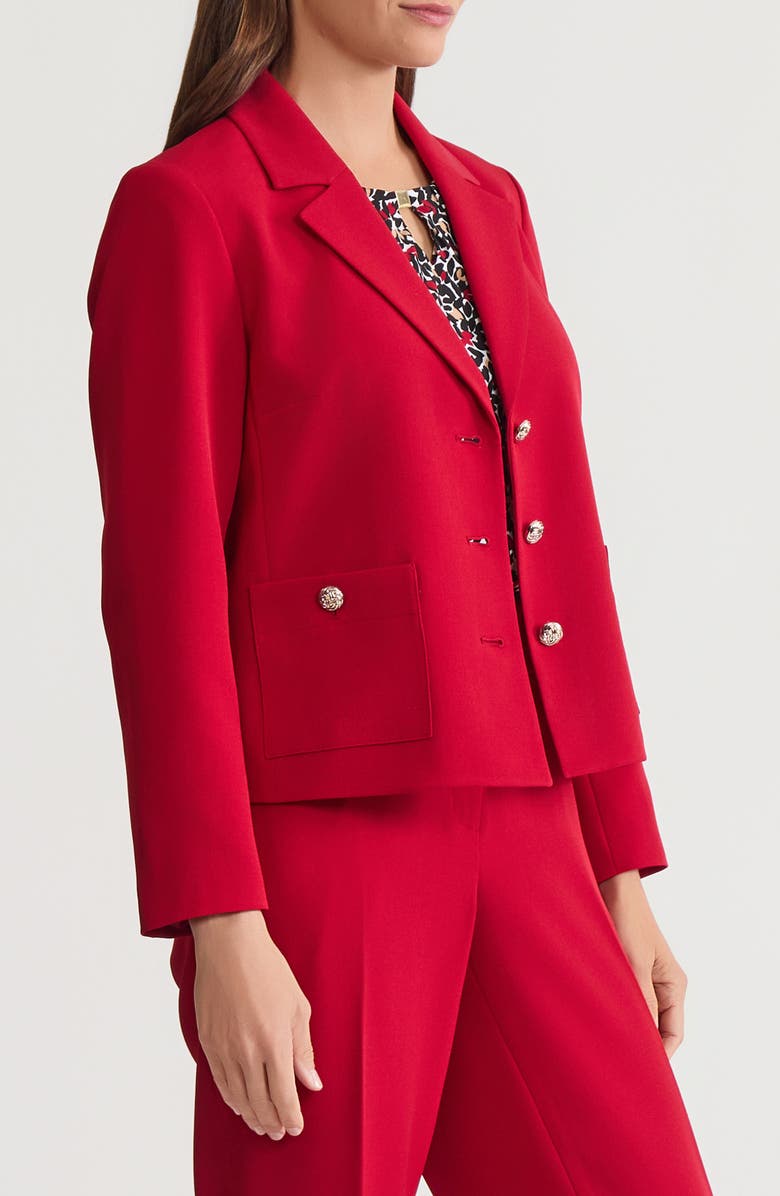 KASPER Single Brested Crepe Blazer, Alternate, color, Fire Red