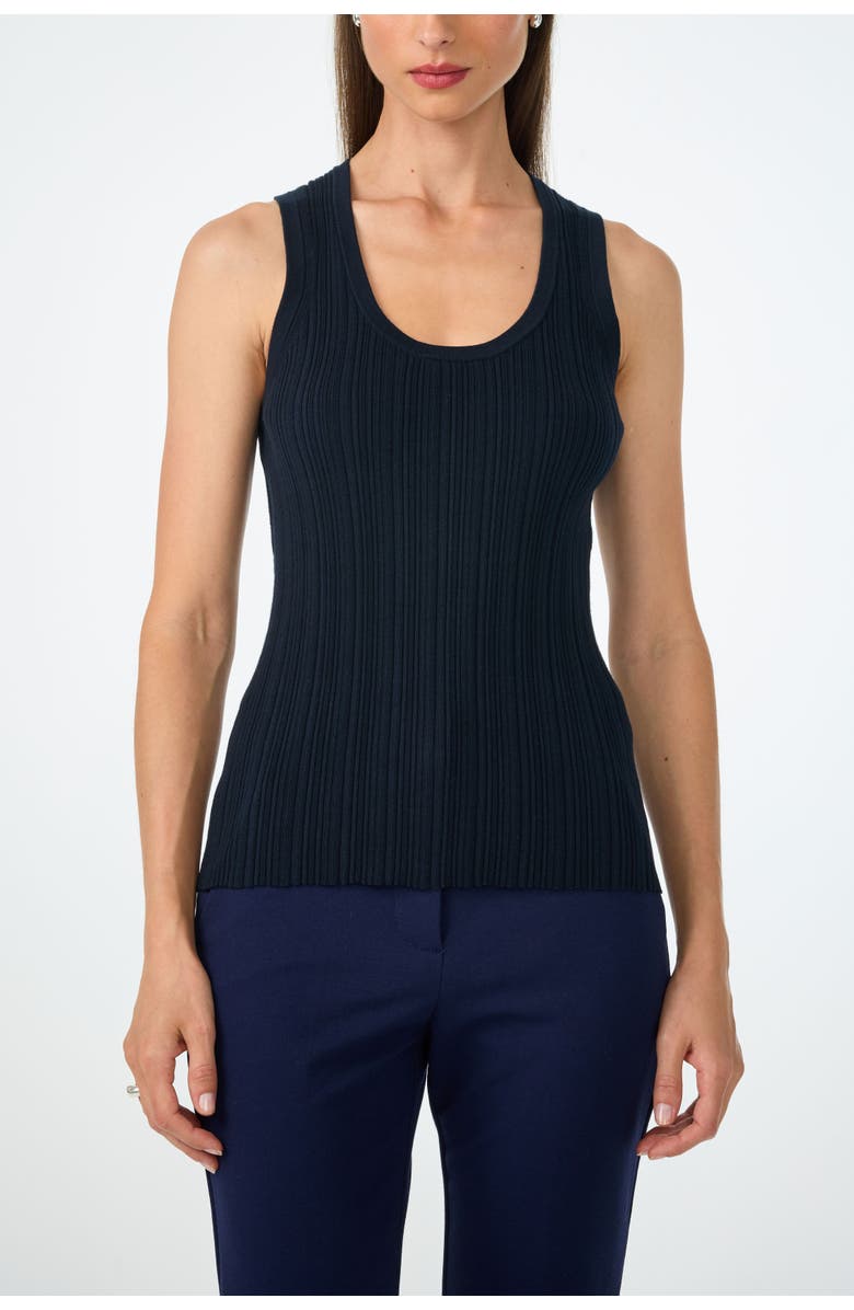 Trina Turk Gibraltar Scoop Neck Knit Tank, Main, color, Indigo