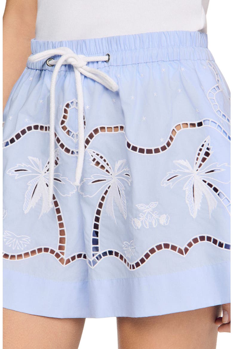 Embroidered cotton shorts, Alternate, color, Sky blue