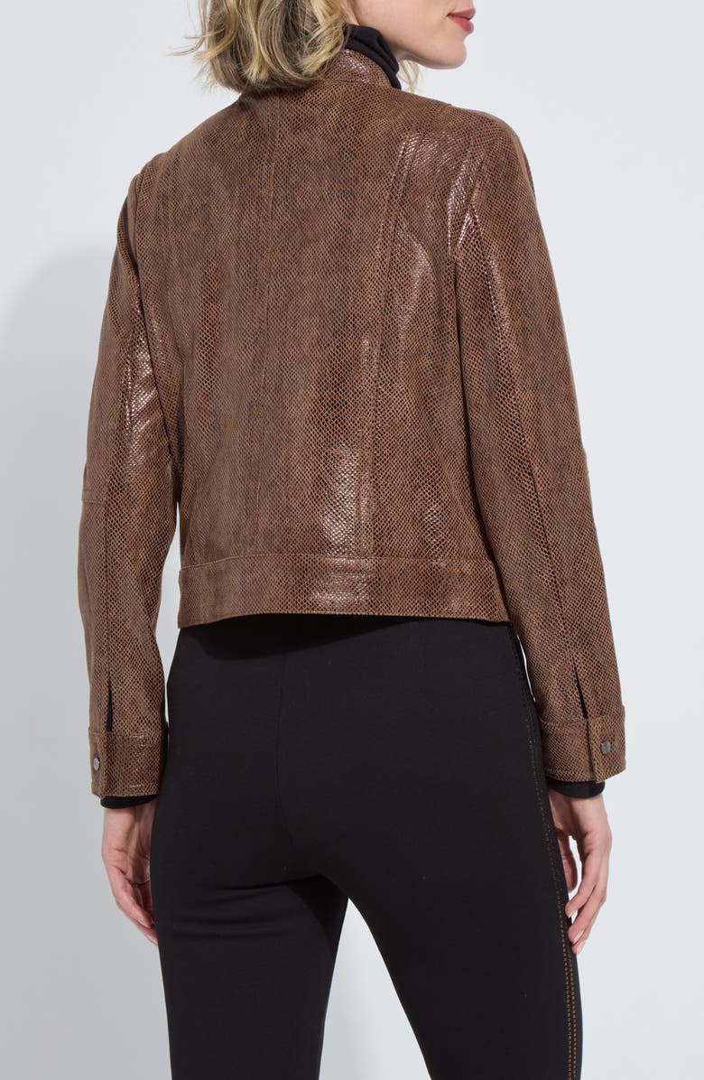 Lysse Snake Embossed Faux Suede Jacket, Alternate, color, Robust Brown Snake