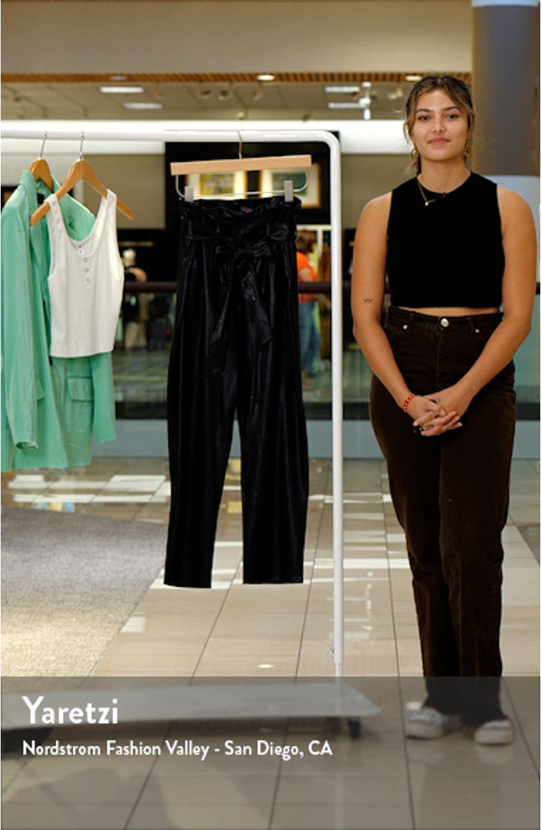 Paperbag Waist Faux Leather Crop Pants, sales video thumbnail