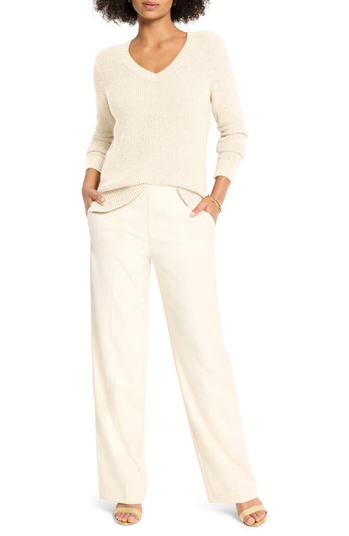 Nic + Zoe Nic+zoe Shimmer V-neck Waffle Stitch Sweater In Multi
