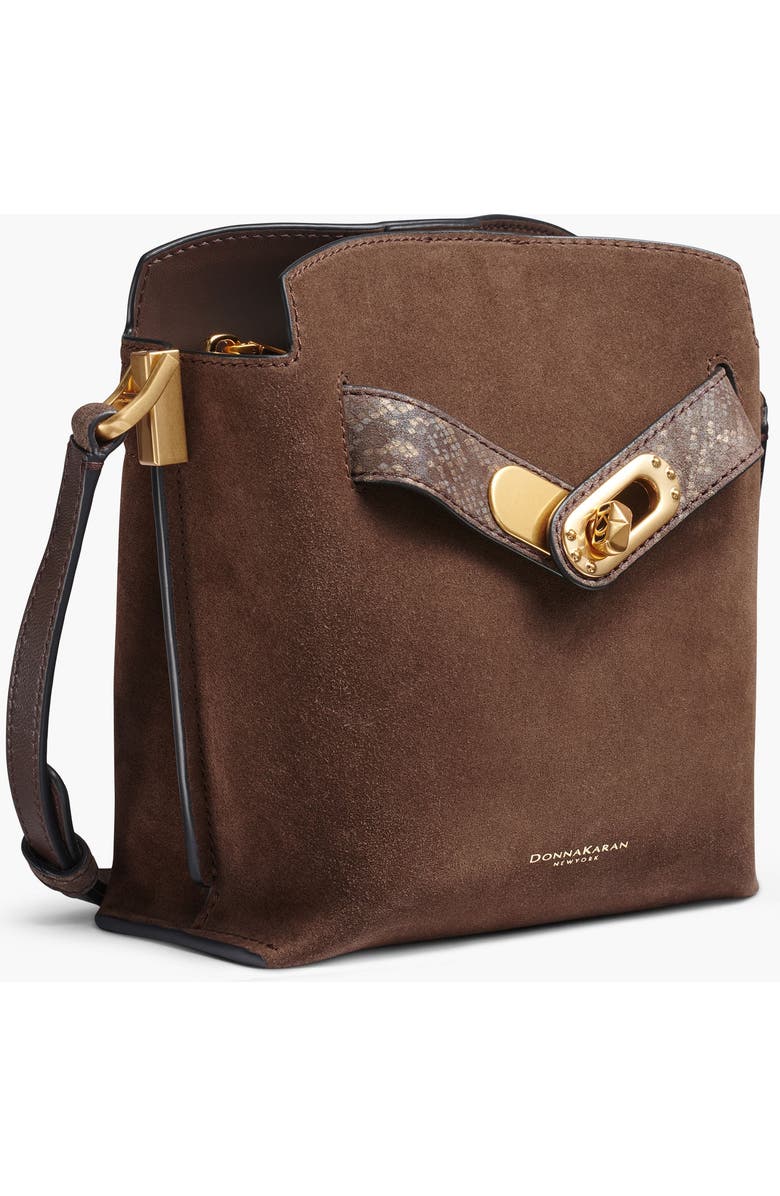 Donna Karan New York Bridgehampton Python Suede Small Crossbody, Alternate, color, Brown Multi