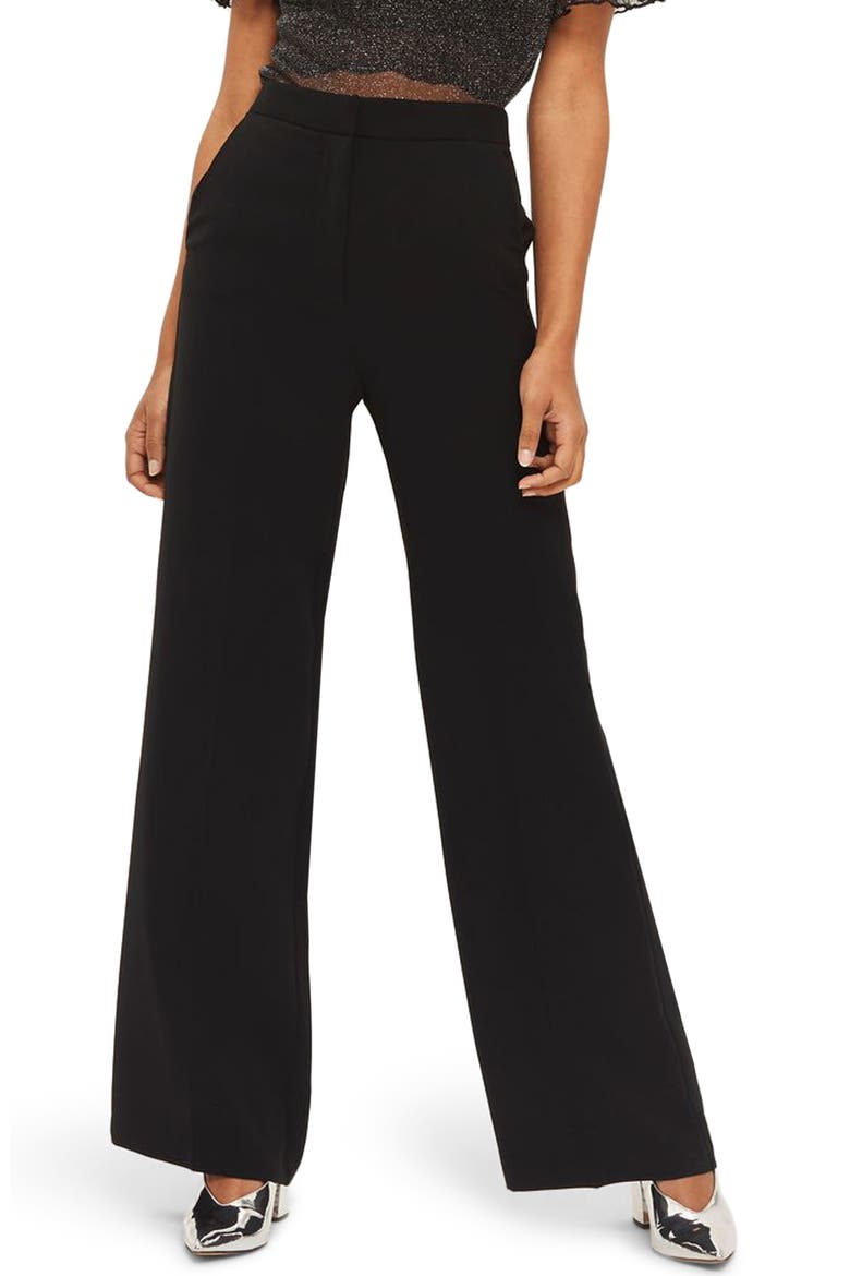 High Waist Wide Leg Trousers, Main, color, BLACK