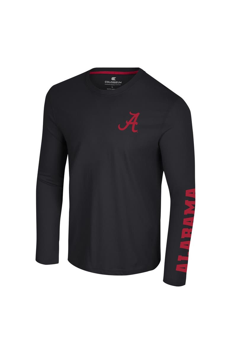 COLOSSEUM Men's Colosseum Black Alabama Crimson Tide Logo Lockup 3-Hit Active Blend Long Sleeve T-Shirt, Alternate, color, 