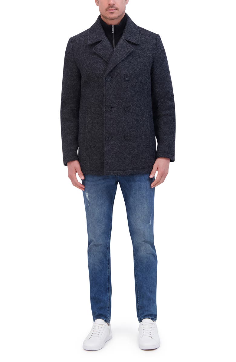 Kenneth Cole New York Bouclé Wool Blend Peacoat, Alternate, color, Charcoal