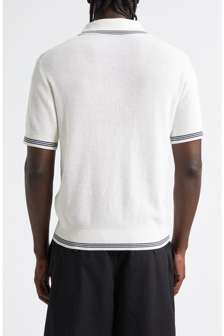 Le Polo Voilier Sailboat Patch Silk & Cotton Polo, Alternate, color, WHITE 100