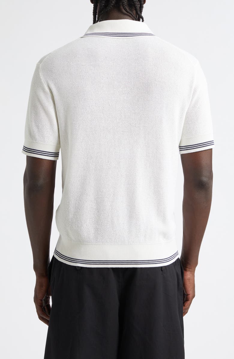 Jacquemus Le Polo Voilier Sailboat Patch Silk & Cotton Polo, Alternate, color, White 100