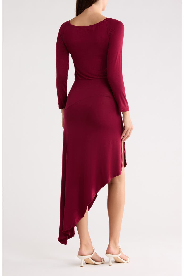 Long Sleeve Asymmetric Hem Dress, Alternate, color, POPPY RED