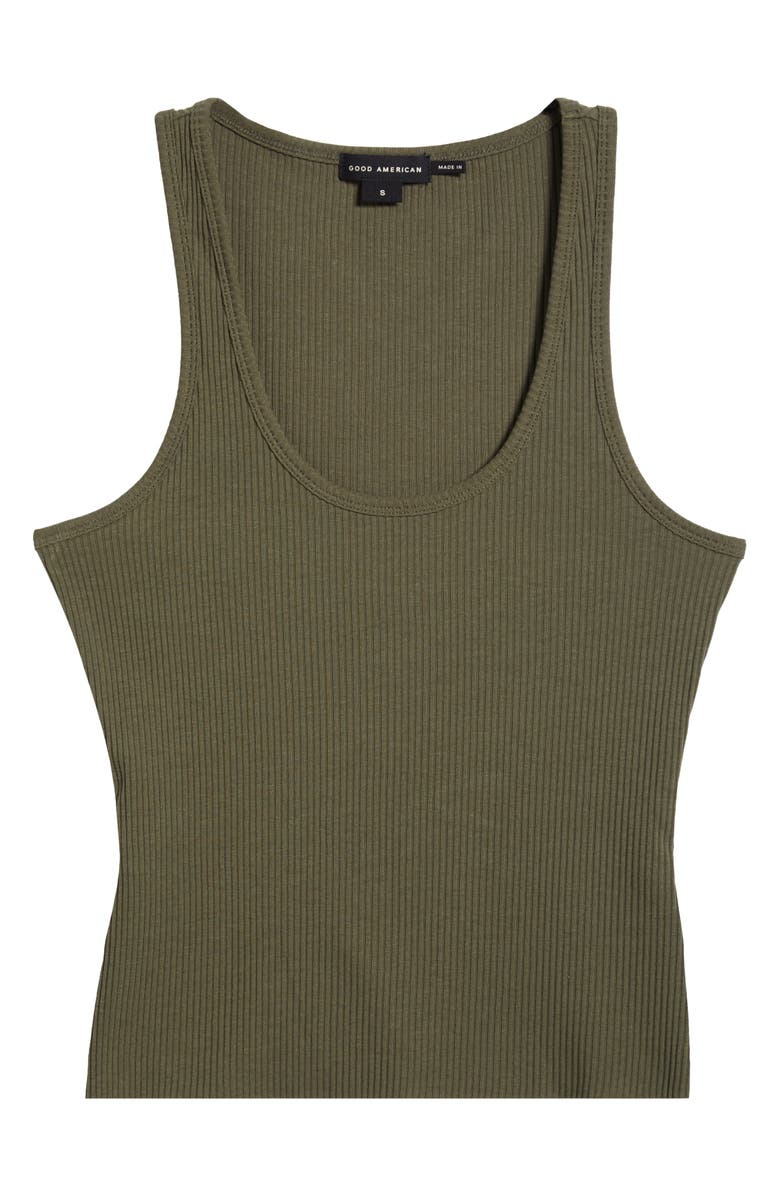 Good American Light Ribbed Crop Tank, Alternate, color, Fatigue001