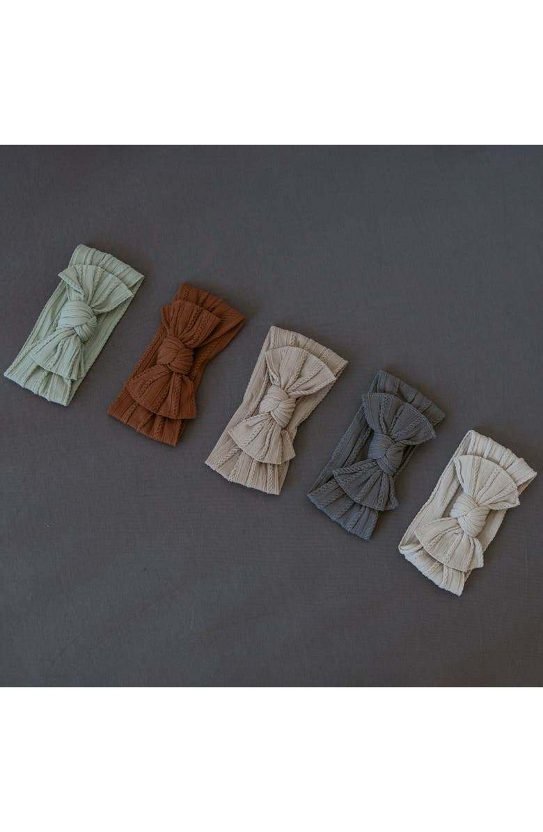 Parker Baby Co. Cable Knit Knotted Headbands, Alternate, color, Pebble Set