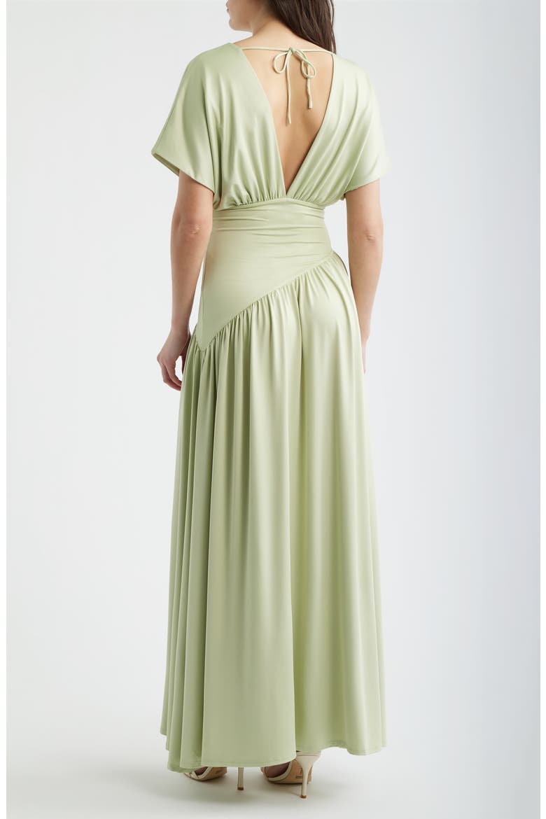 Plunge Neck Side Slit Gown, Alternate, color, SAGE