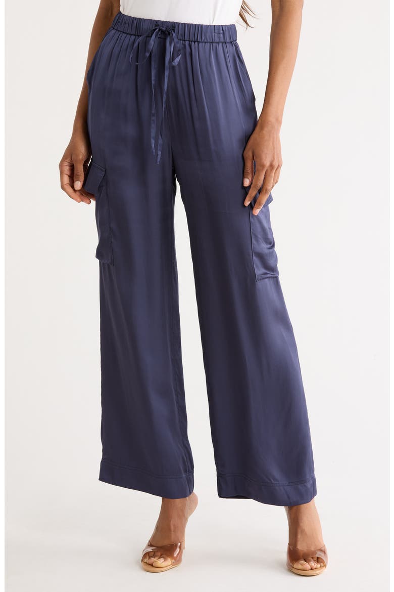 Nouma Cargo Wide Leg Pants, Main, color, BLEU MARINE