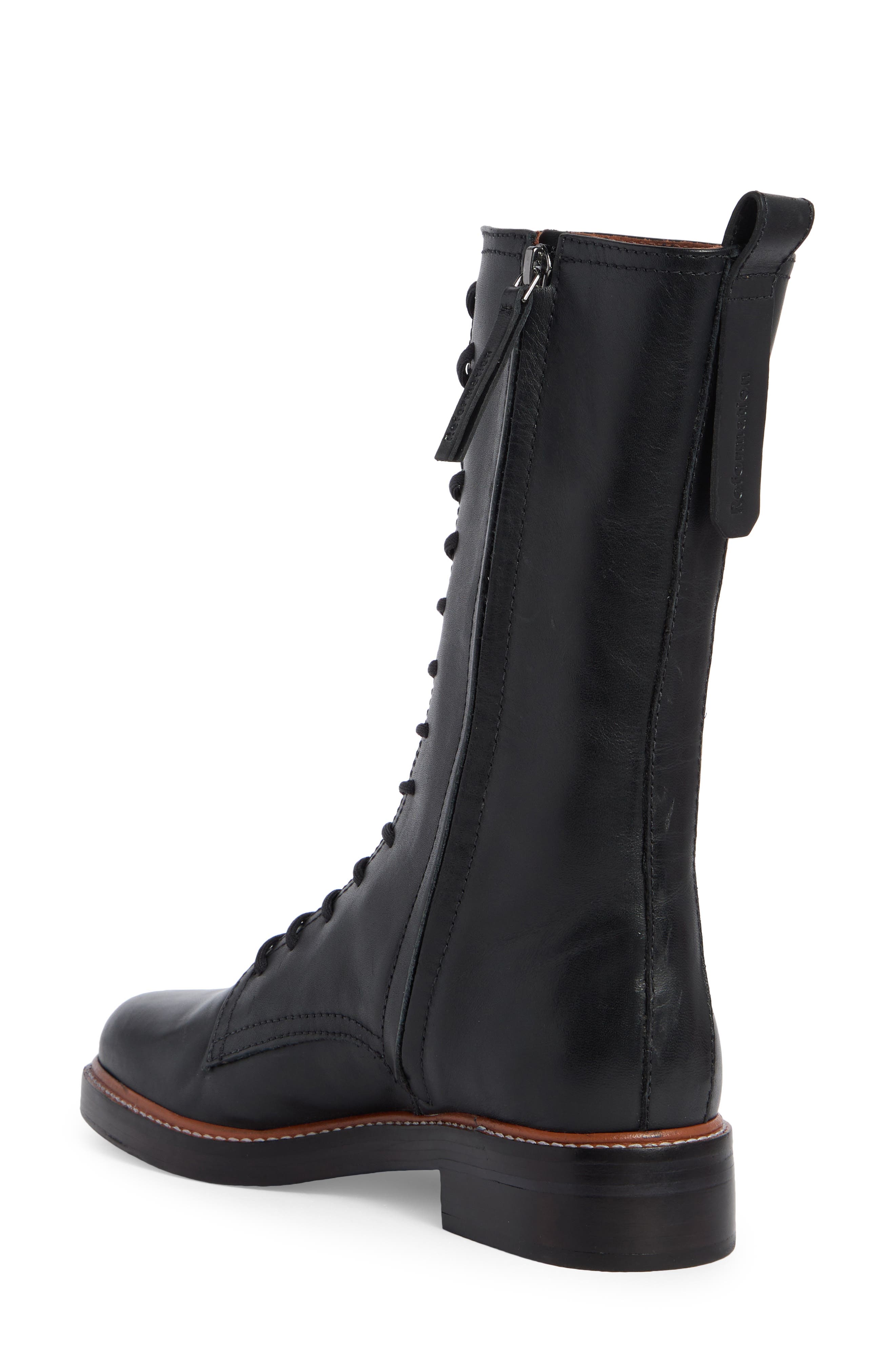 Reformation Ada Combat Boot, Alternate, color, Black Leather