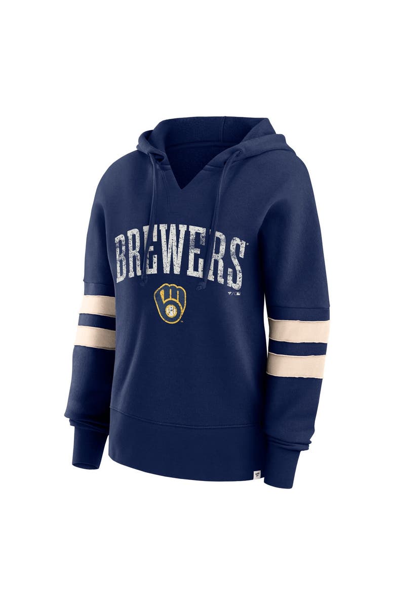 FANATICS Women's Fanatics Branded Navy Milwaukee Brewers Bold Move Notch Neck Pullover Hoodie, Alternate, color, 