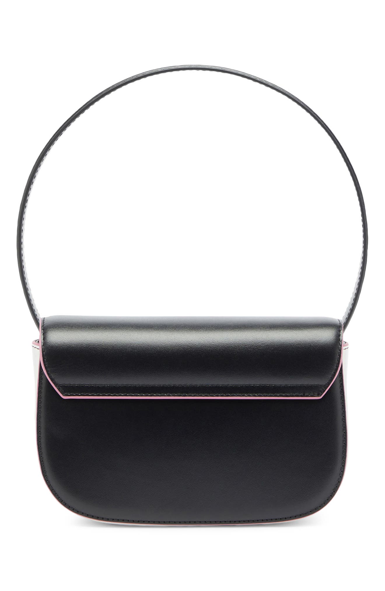 1DR Logo Leather Shoulder Bag, Alternate, color, BLACK/ PINK