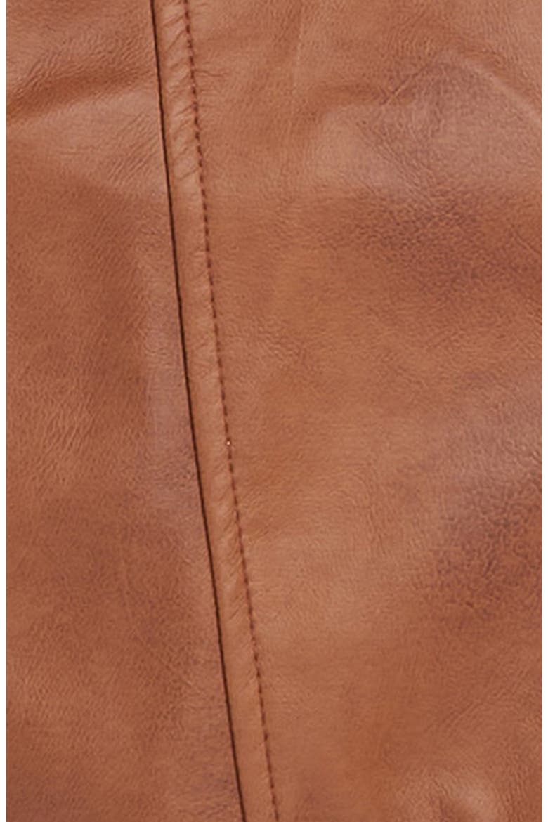 Kids' Faux Leather Ruffle Moto Jacket, Alternate, color, BROWN