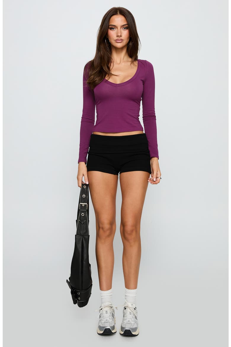Count Me in Long Sleeve Stretch Cotton Top, Alternate, color, PLUM