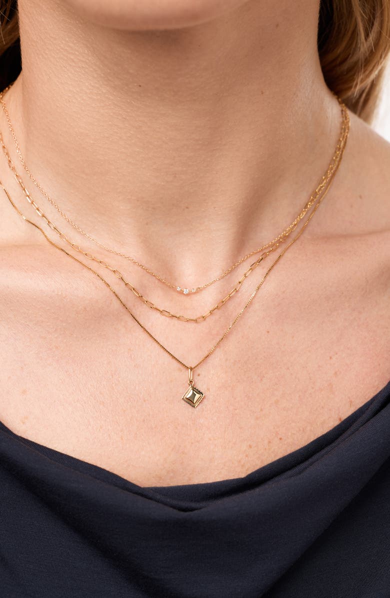 Ana Luisa Solid Yellow Gold - Ravioli Charm Necklace, Alternate, color, 