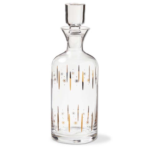 Starlight Gold Glass Decanter Beverage Server for Bar Decor