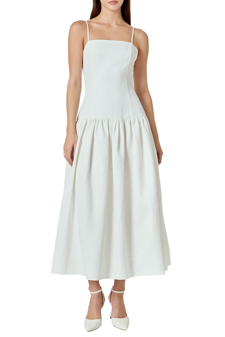 Drop Waist Sleeveless Linen Blend Maxi Dress, Main, color, IVORY
