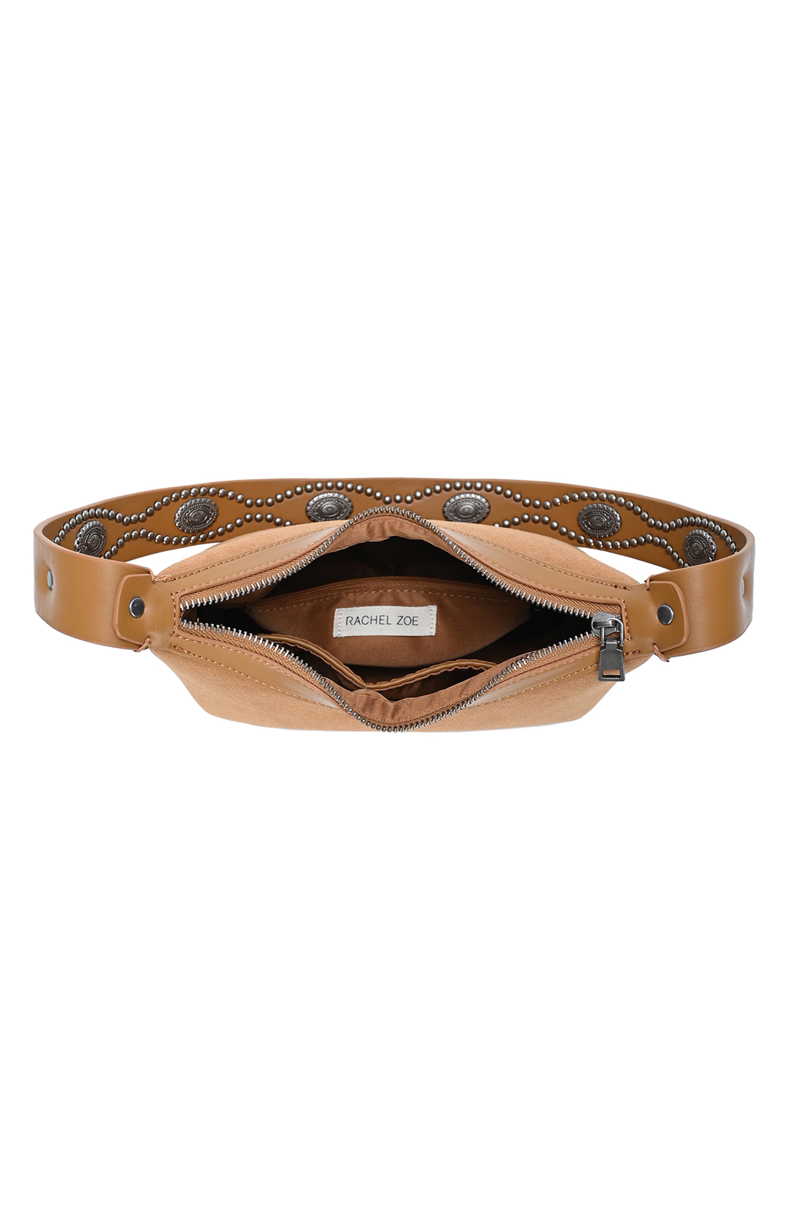 Western Studded Strap Leather Shoulder Bag, Alternate, color, TAN