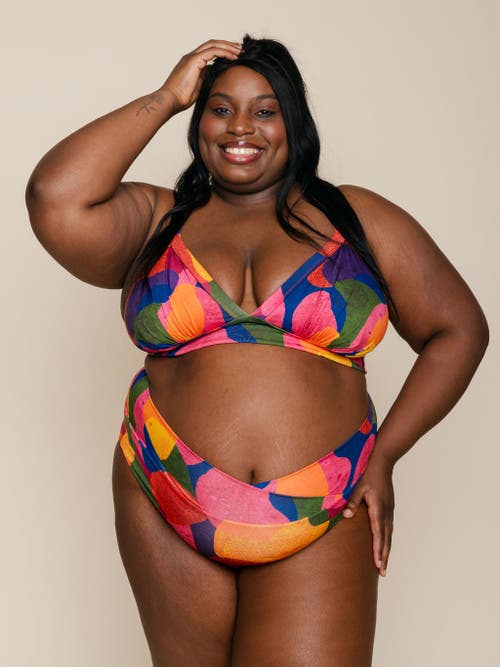 Kitty And Vibe Banded Triangle Bikini Top In Isla
