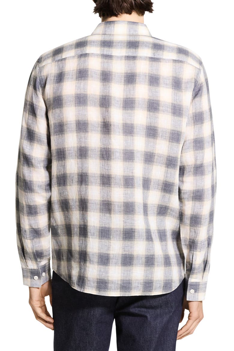 Irving Ombré Check Linen Button-Up Shirt, Alternate, color, CARBON MULTI
