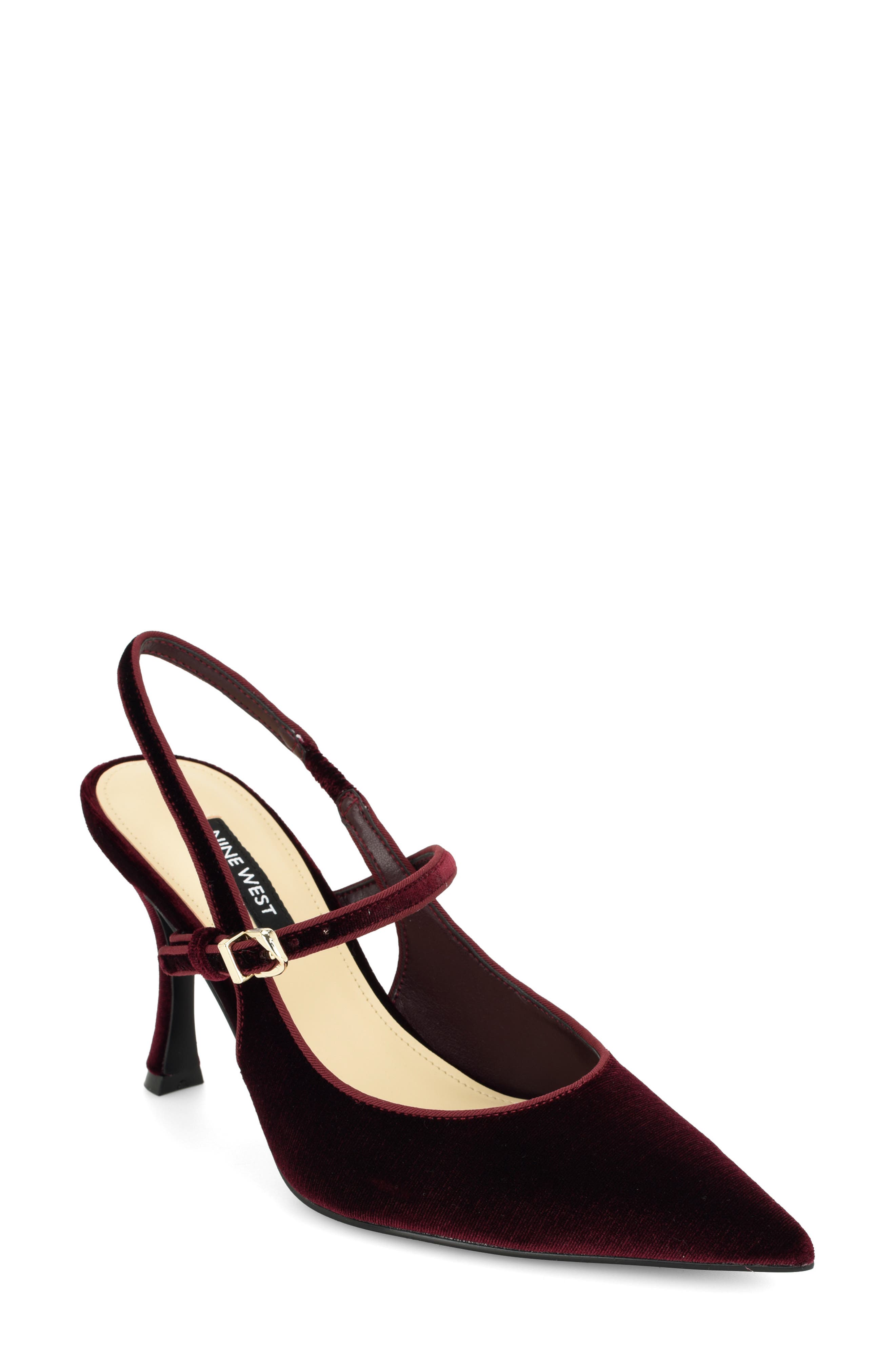 Amelap Pointed Toe Slingback Pump, Main, color, DARK RED