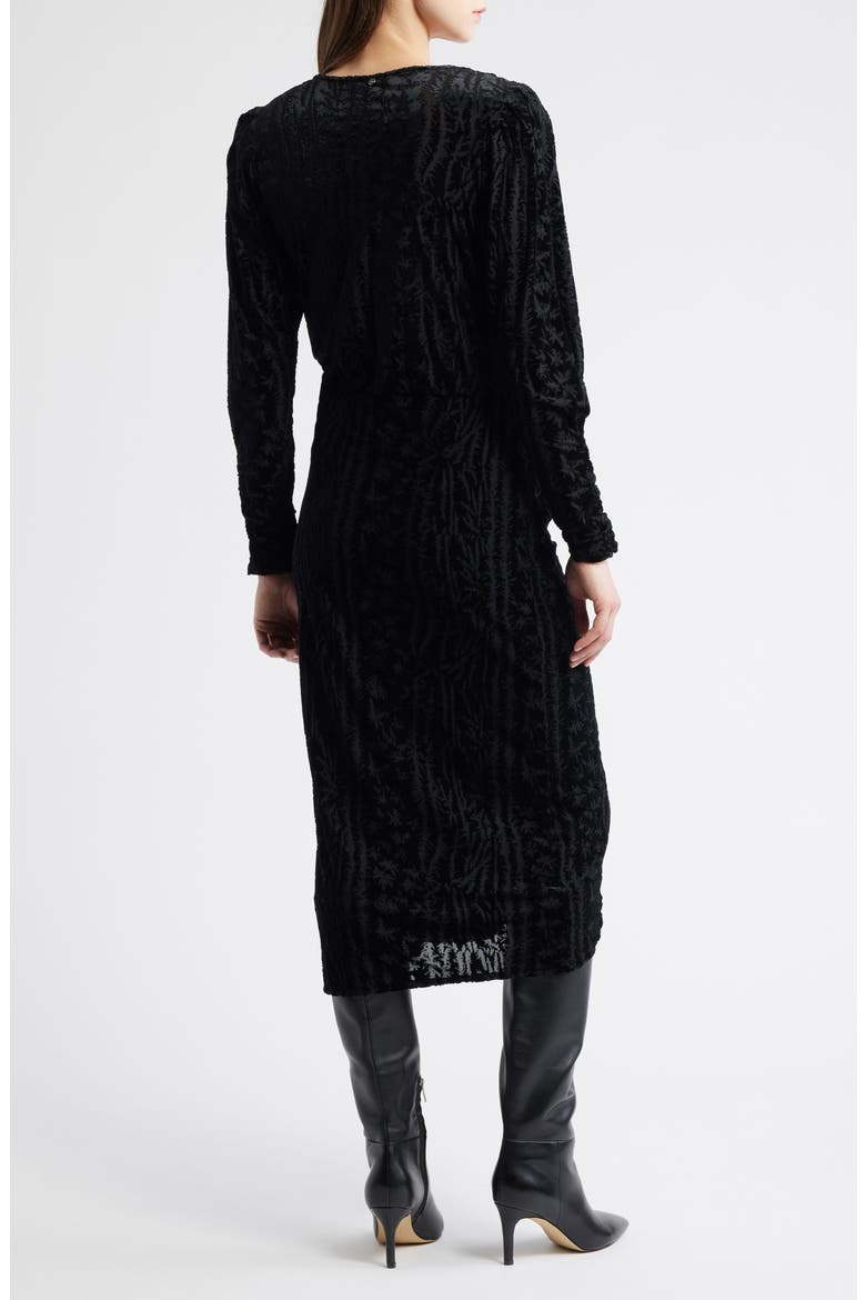 Efilo Long Sleeve Burnout Dress, Alternate, color, BLACK